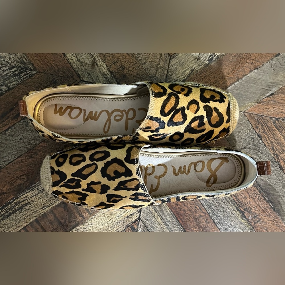 Sam Edelman womens calf hair animal print espedrille flats size 9. Worn once .